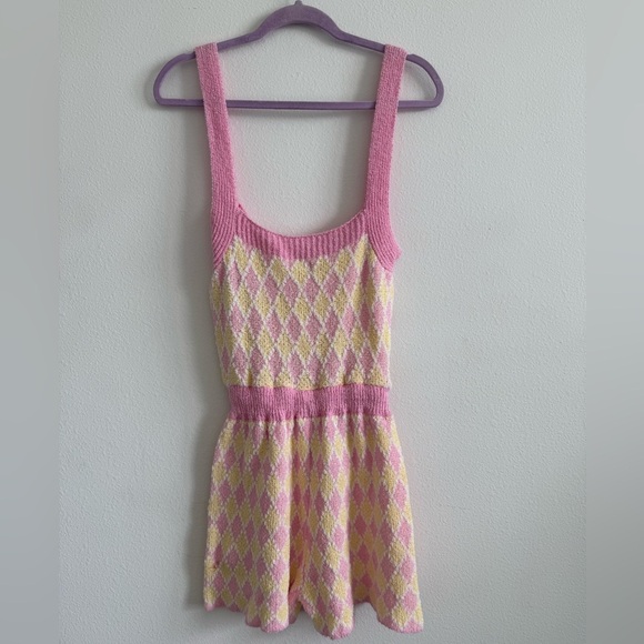 NWT Free People Pink and Yellow Pajama Romper - Picture 3 of 4